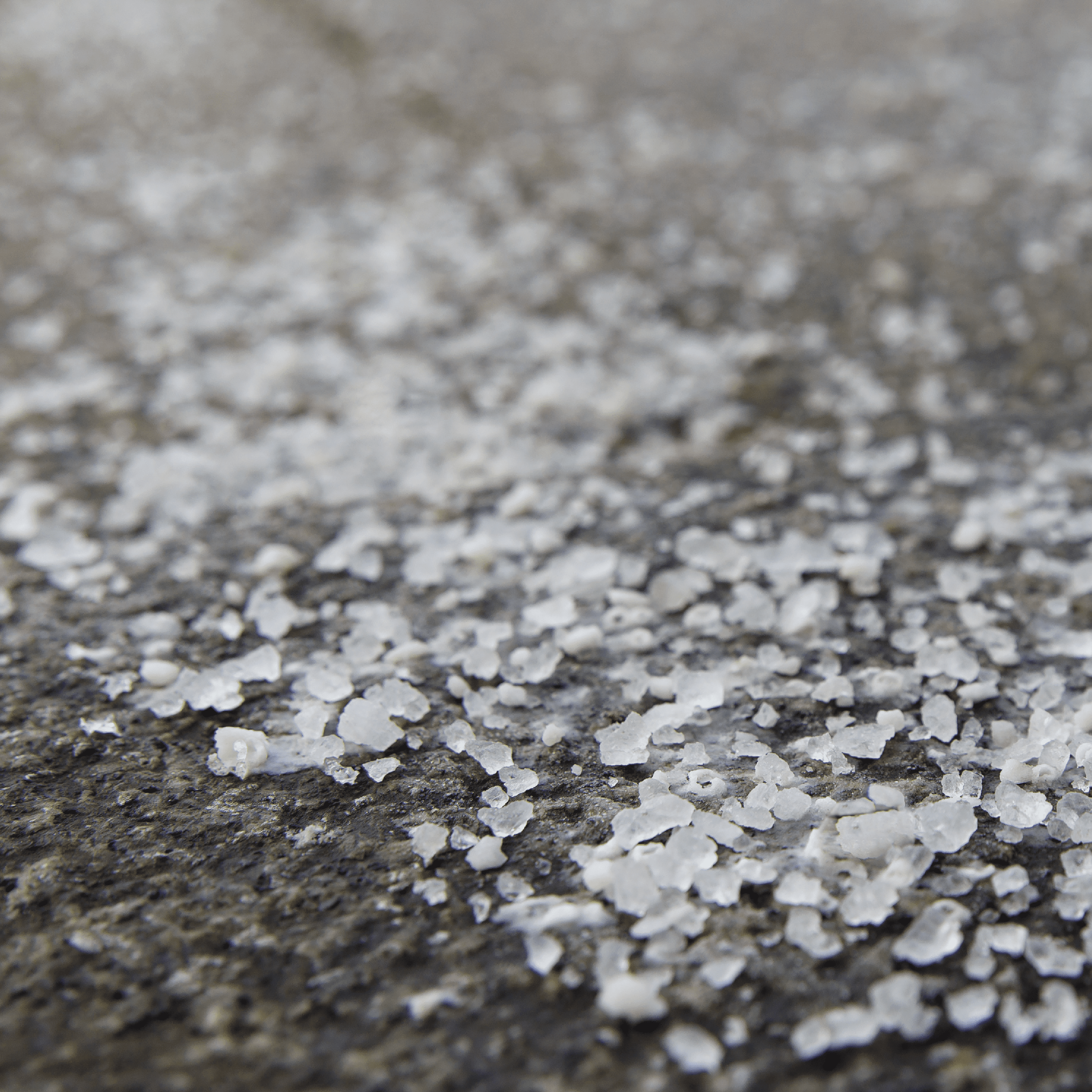 Road salt on the ground